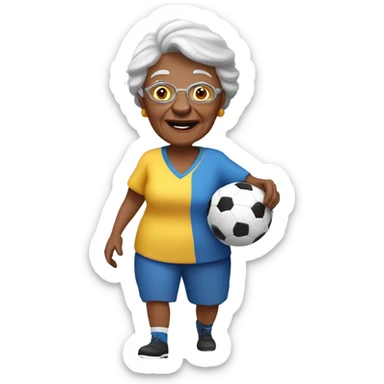 Granny playing football sticker