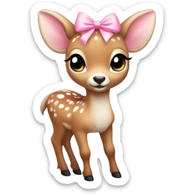 baby deer with fairy wings and a pink bow around its neck  sticker
