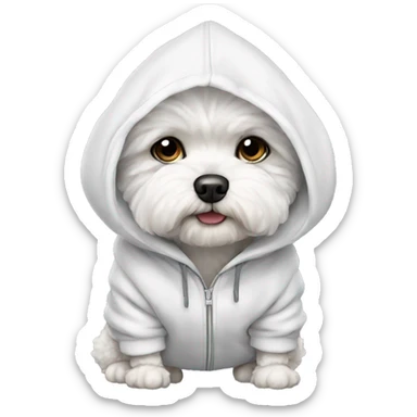bichon dog wearing hoodie sticker