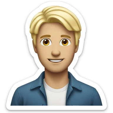 men with short blond hair and woman with blue long hair sticker