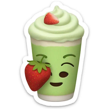 matcha latte with strawberries  sticker