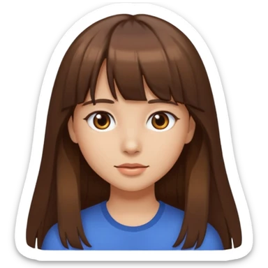 eu quero uma menina de franja e cabelo comprido cabelo castanho e franja  sticker