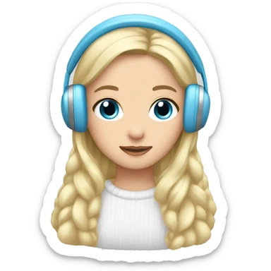 long blonde hair blue eyed girl wearing winter white earmuffs sticker