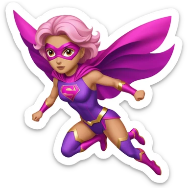 pink violet woman superhero flying sticker