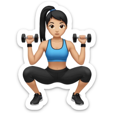 Women with long black ponytail doing a squat sticker