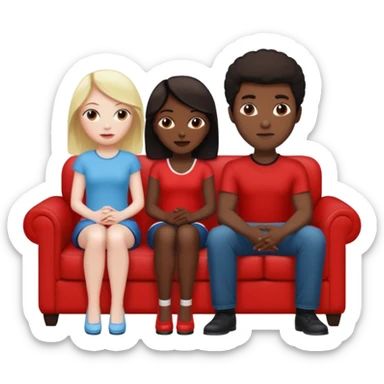red couch, white naked female in center, big white male on the left, big black male on thje right sticker