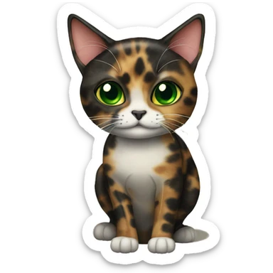 tortoiseshell cat with one green eye sticker