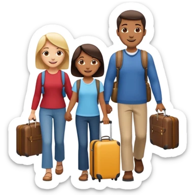 familia con maleta caminando sticker