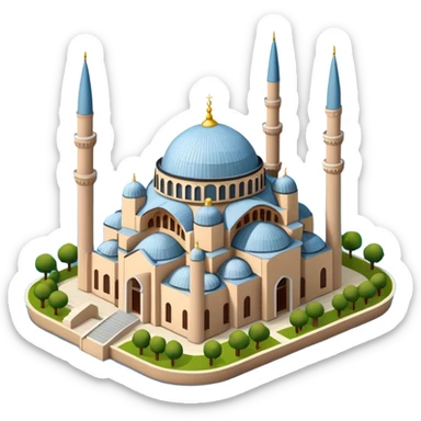 Isometric illustration of Istanbul, featuring photorealistic Hagia Sophia sticker