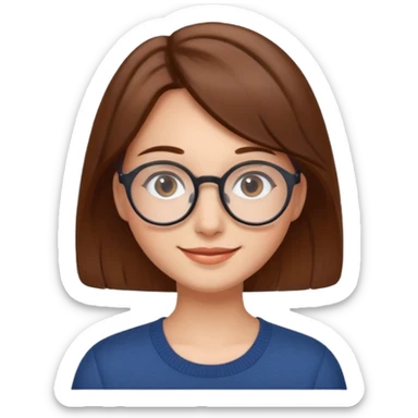 brown hair woman with round glasses sticker