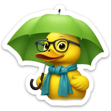 Yellow duck with umbrella and glasses  sticker