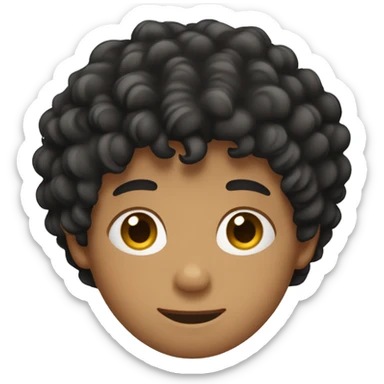apple emoji style, a boy with black curly hair, tanned skin and with a blue top sticker