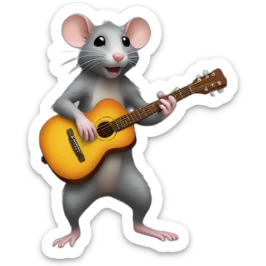 rat playing guitar sticker
