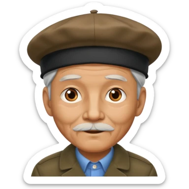 old man with berut sticker