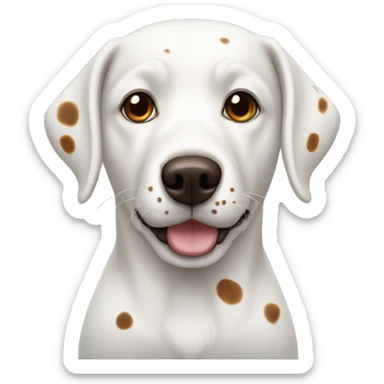 A white dog with brown spots around eyes sticker