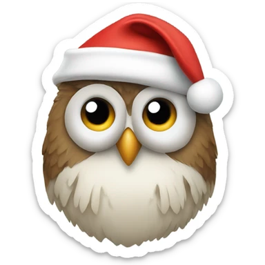 Owl with a Santa beard and Santa cap sticker