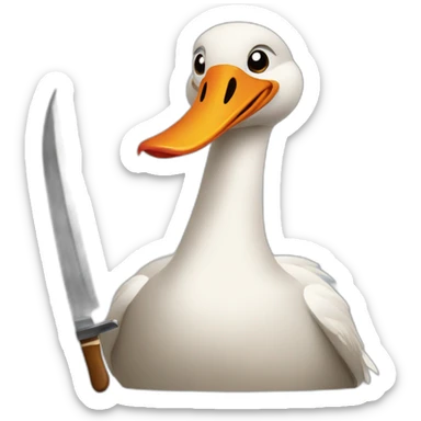 angry goose with a knife sticker