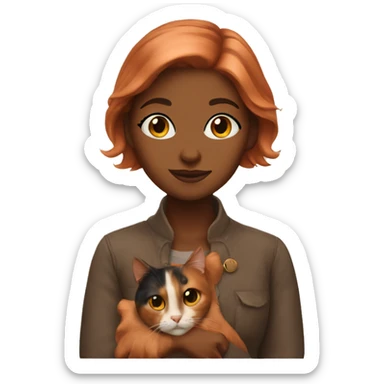 Copper girl with calico cat sticker