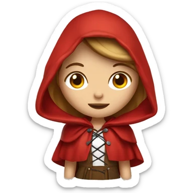 Red riding hood with long brown hair and blond highlights hair and free eyes sticker
