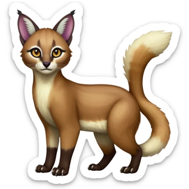Colorful dark tropical white iridescent glorious divine exotic cute cool beautiful shiny beautiful fantasy-caracal-civet-genet-sergal-vernid-Cacomistle-oncilla-animal-Fakémon-hybrid-fursona (full body) sticker