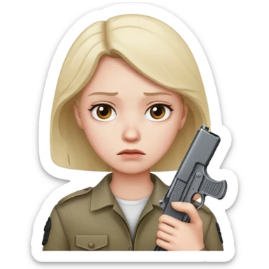 A person with a gun that looks wooried sticker