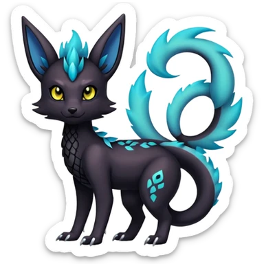  Dark Gloomy Dark-type Shiny Scaly Edgy Badass Cute Gothic Exotic Amaura-Salazzle-Aurorus-Umbreon-Fakémon-hybrid-creature (full body)  sticker