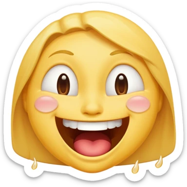 face with huge open-mouthed grin, eyes shut tight, tears of laughter, rolling on the ground, fun, lively, emoji style sticker