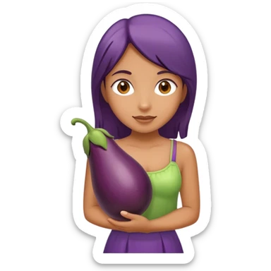 Girl holding eggplant sticker