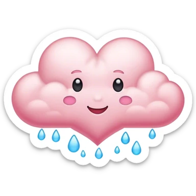 pink heart + cloud sticker