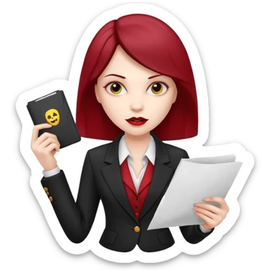 Woman A vampire in a blazer holding papers sticker