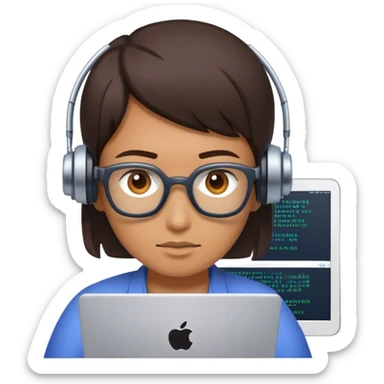 an ai developer using complex coding sticker