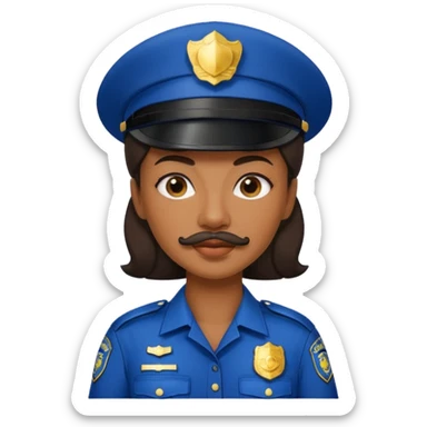 black woman with mustache wear police's uniform sticker
