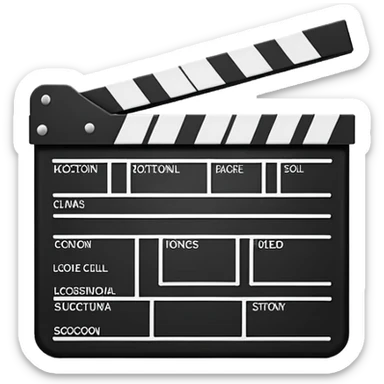 minimal movie clapperboard icon, essential lines only sticker