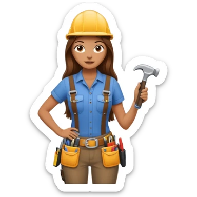 beautiful girl with long brown hair constructing new lounge room area with flat screen tv and couch sticker