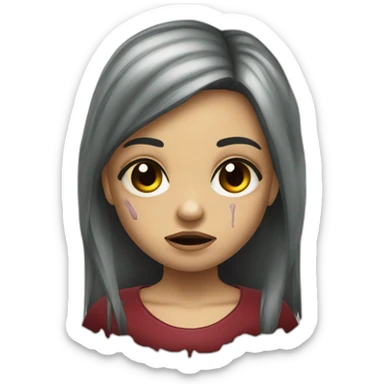 Niña zombie, cabello largo, ojos marrones, cabello pelirojo sticker