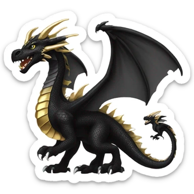 Large black dragon with small gold dragon sticker