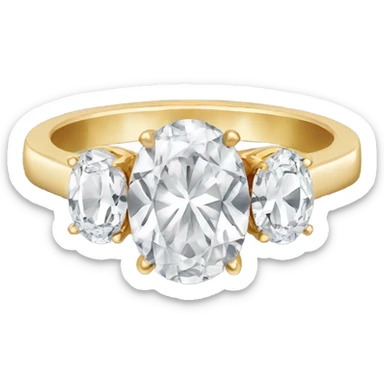 Three stone oval gold engagement ring sticker