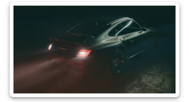 Medium shot of a porsche 911 made of russian capret, red solid studio background, low keu light, top soft light, dutch angle,  captured by arri alexa sticker