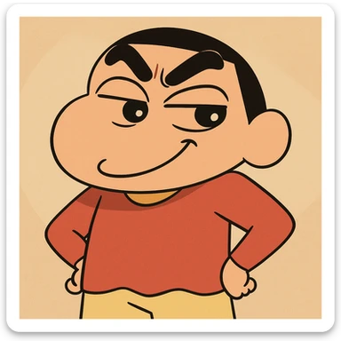 Shin Chan character, mischievous expression, vibrant colors sticker