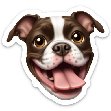 Brown Boston Terrier tongue out sticker