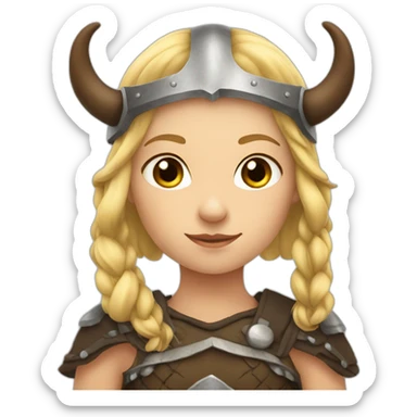 Girl Viking with helmet with horns and blonde hair sticker