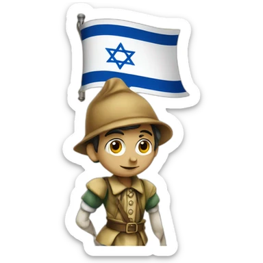 Pinocchio on israeli flag sticker