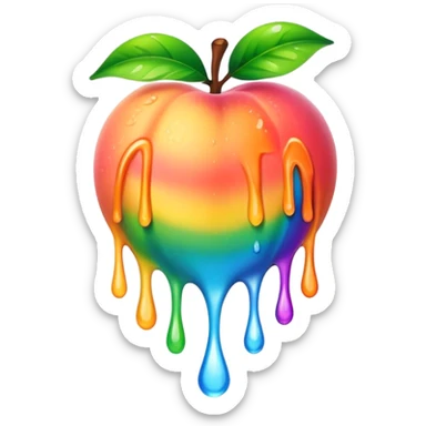 Wet rainbow dripping peach sticker
