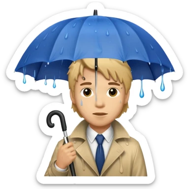man getting wet (umbrella, dripping hair) sticker