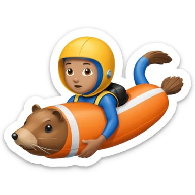A focused beaver swimmer wearing a racing suit, diving past a floating buoy.


 sticker