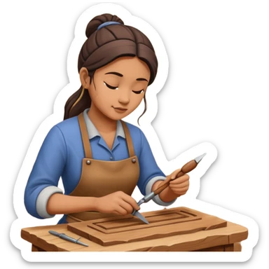 Wood Carving Craftsman woman sticker