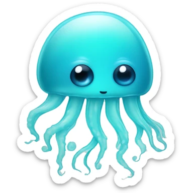 Light blue turquoise jelly fish cute eye sticker