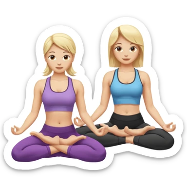 Two women doing yoga both blonde  sticker
