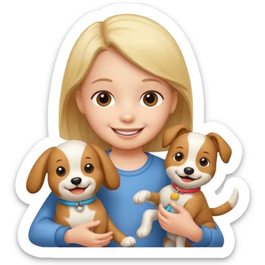 child with dog toy sticker