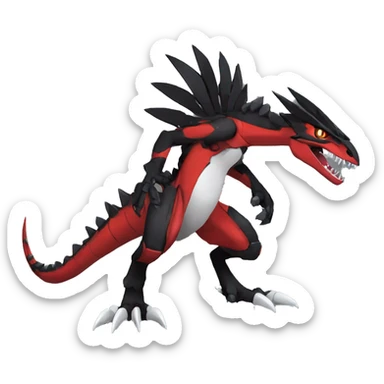  Cool Edgy Black Red Digimon-Fakemon-Guilmon-Velociraptor-Dragon-Mecha full body sticker